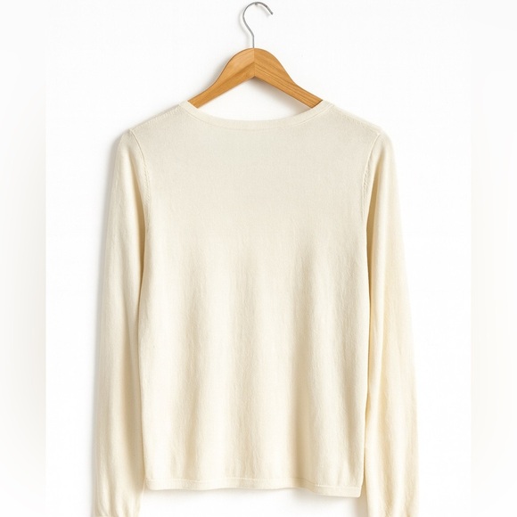 Talbot's Women's Size Large Cream Colored V-Neck Lightweight Cable Knit Sweater - Picture 2 of 2